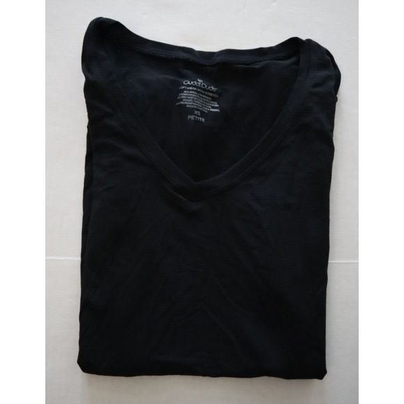 Cuddl Duds Women's Petite Sz XS Black SoftWear with Stretch L/S V-Neck Shirt - Picture 4 of 5
